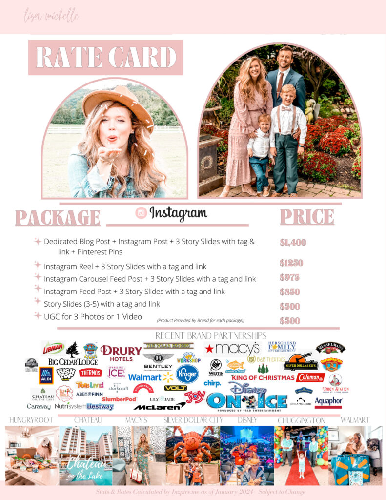 RATE CARD • LISA MICHELLE